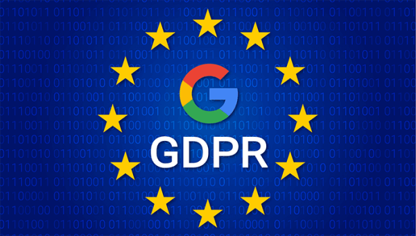 European Union flag with Google logo and "GDPR"