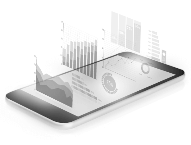 mobile phone analytics with graph visuals