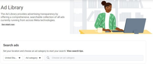screenshot of facebook ad library