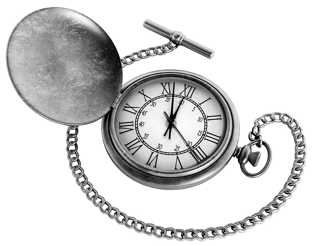 black and white image of pocket watch