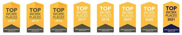 Banner showing we've won the Top Workplace award 8 times